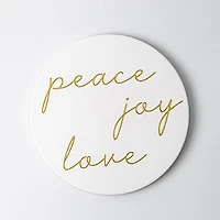 KSP Christmas Ceramic 'Peace Joy Love' Trivet 20cm Dia.