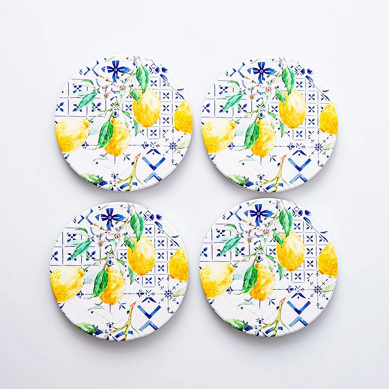 KSP Tessera 'Lemons' Coaster - Set of 4 10cm Dia.