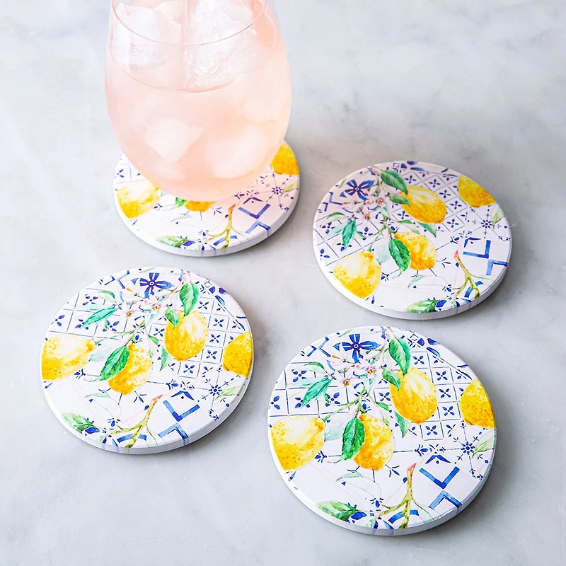KSP Tessera 'Lemons' Coaster - Set of 4 10cm Dia.