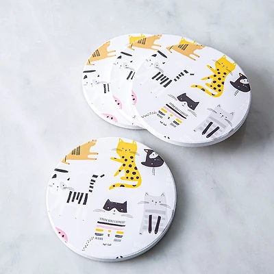 KSP Ceramica 'Cats' Coaster - Set of 4 10cm Dia.