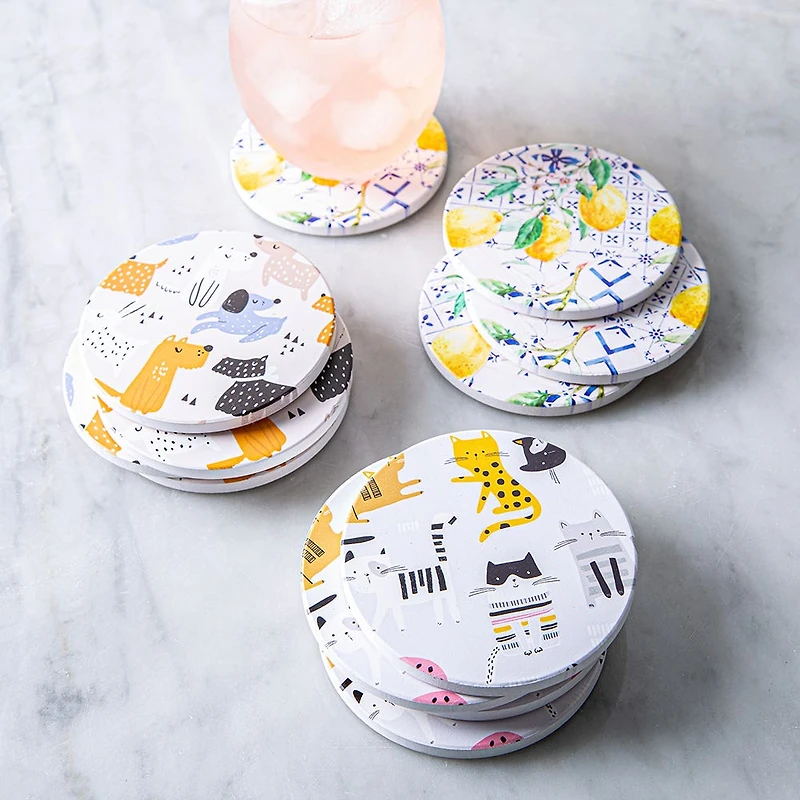 KSP Ceramica 'Cats' Coaster - Set of 4 10cm Dia.