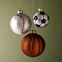 KSP Christmas 'Baseball' Glass Ornament (White/Red)