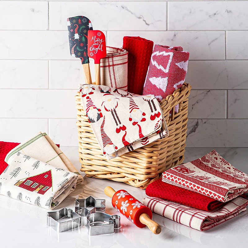 Harman Christmas 'Gnome Repeat' Cotton Kitchen Towel 18x26" - Set of 3