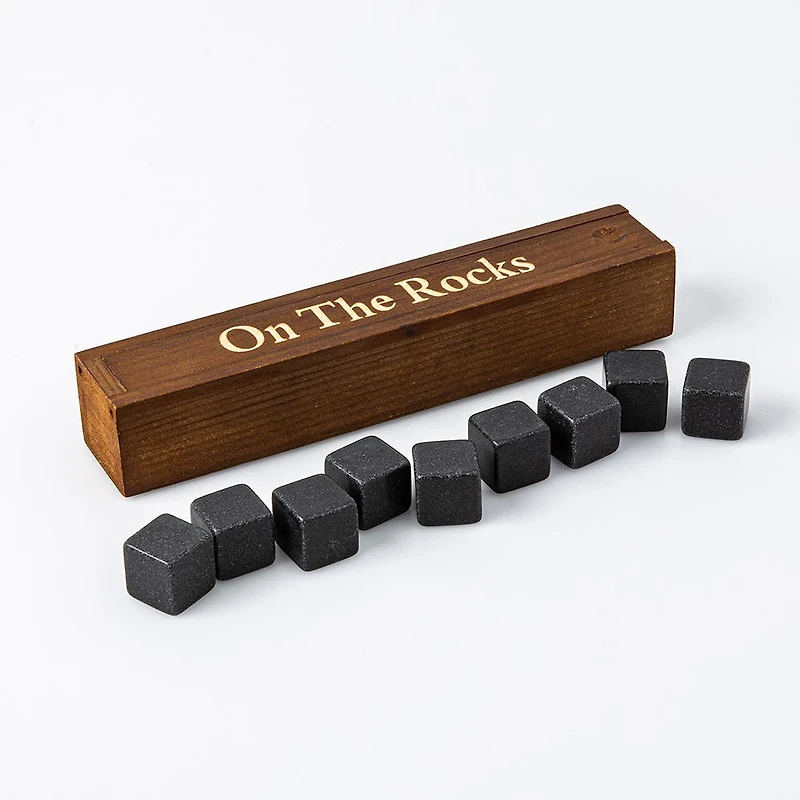 KSP On the Rocks 'Walnut' Marble Whisky Stones with  Box - S/9