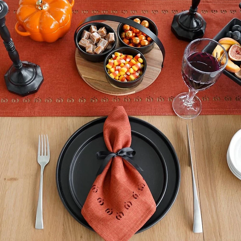 KSP Acacia Tray with Ceramic Bowls - Set of 4 22cm dia. x 15cm (Black)