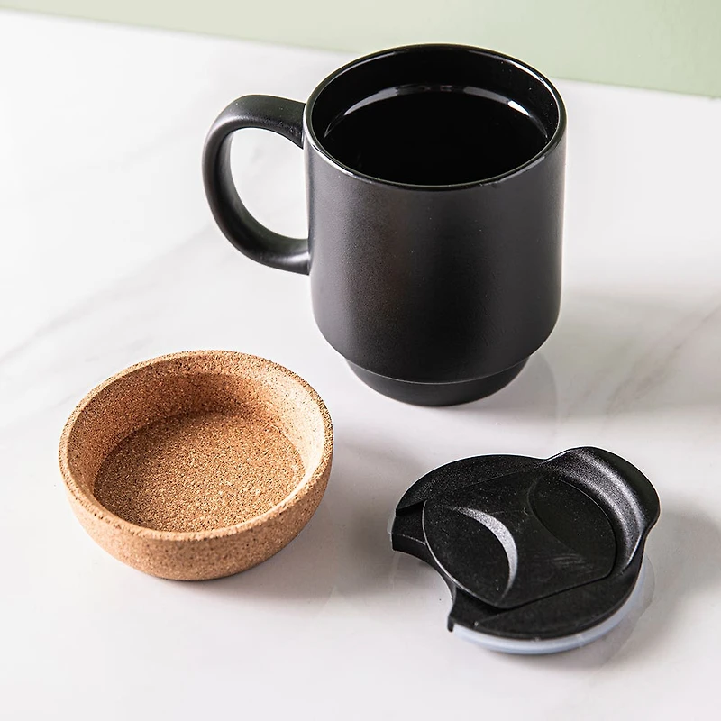 KSP Joe Ceramic Travel Mug with Cork Base 350mL (Black)