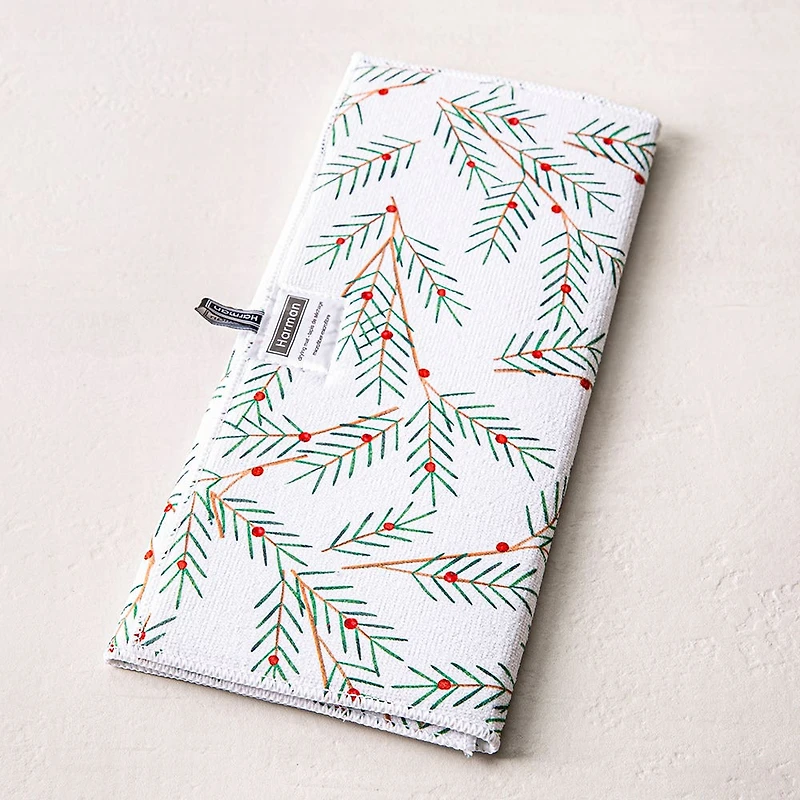 Harman Christmas 'Holly' Microfibre Dish Drying Mat (White)