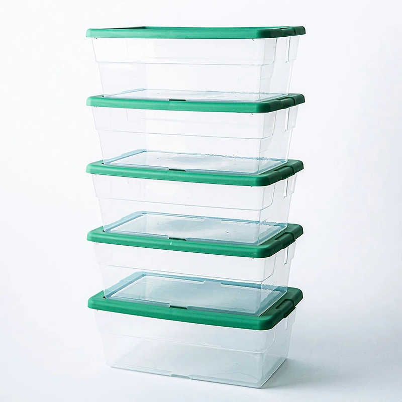 Sterilite Box '5.7l/6qt.' Plastic Storage Bin with Lid - S/5 (Green)