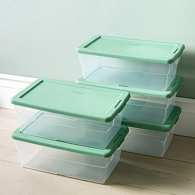 Sterilite Box '5.7l/6qt.' Plastic Storage Bin with Lid - S/5 (Green)