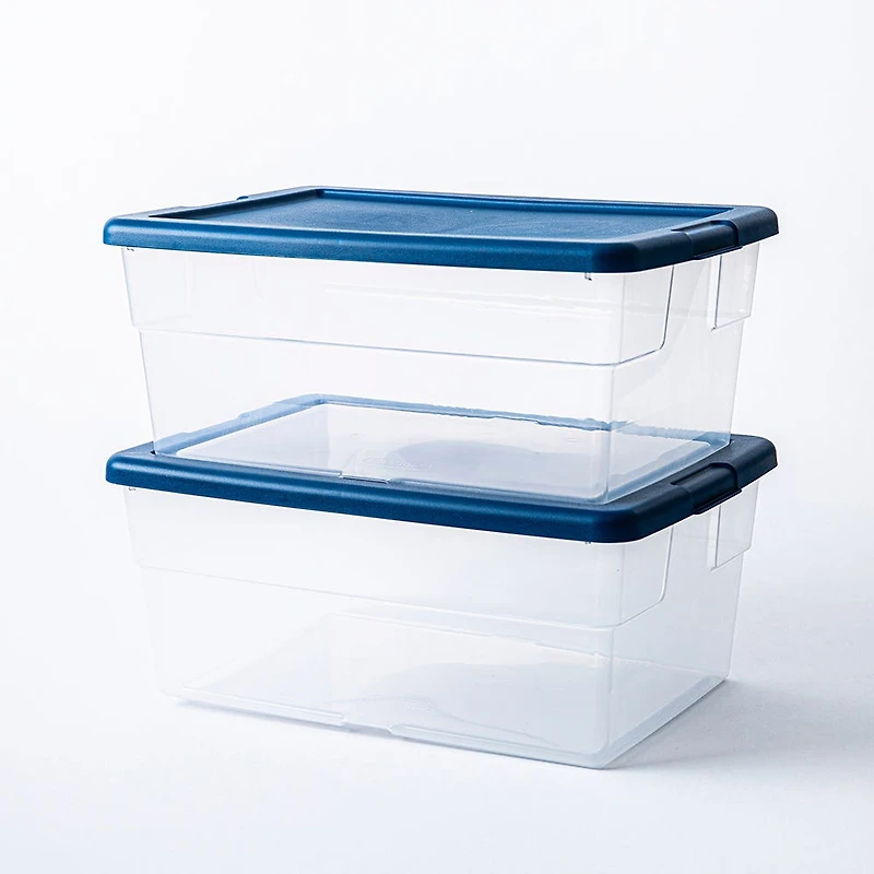 Sterilite Box '15l/16qt.' Plastic Storage Bin with Lid - S/2 (Blue)