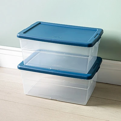 Sterilite Box '15l/16qt.' Plastic Storage Bin with Lid - S/2 (Blue)