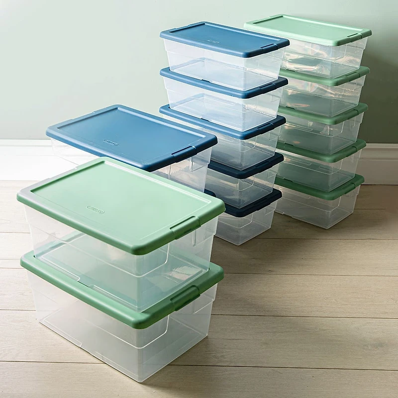 Sterilite Box '15l/16qt.' Plastic Storage Bin with Lid - S/2 (Blue)