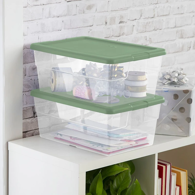 Sterilite Box '15l/16qt.' Plastic Storage Bin with Lid - S/2 (Green)
