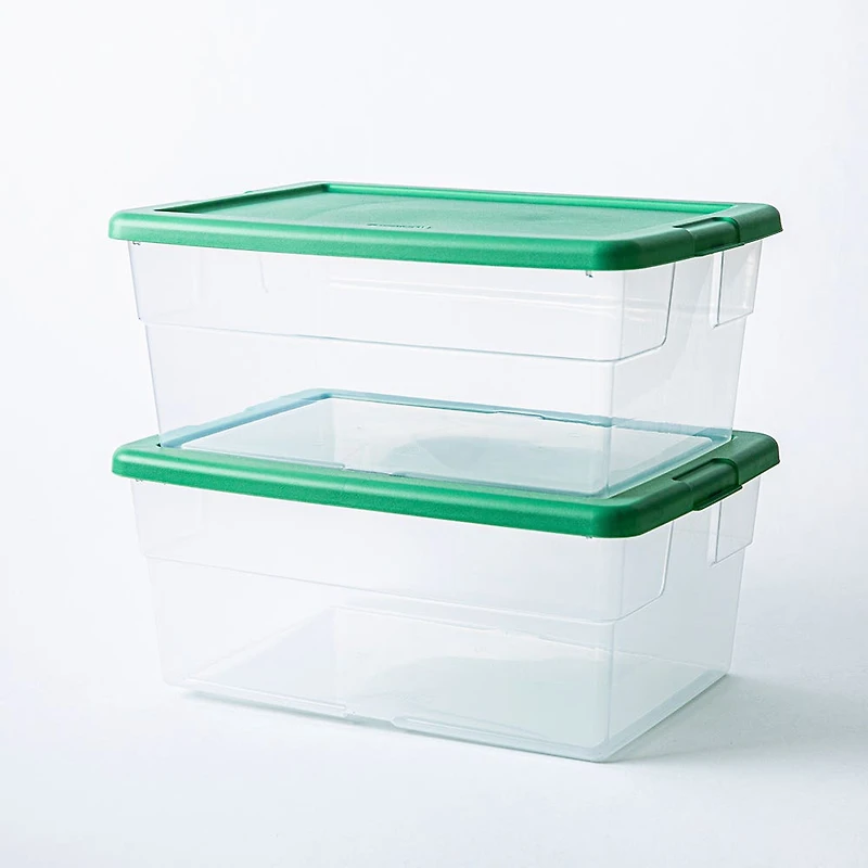 Sterilite Box '15l/16qt.' Plastic Storage Bin with Lid - S/2 (Green)