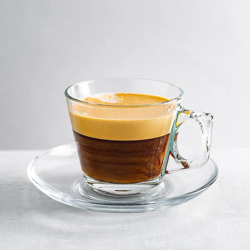 Pasabahce Vela II Glass Cappuccino Cup & Saucer - Set of 6