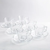 Pasabahce Vela II Glass Cappuccino Cup & Saucer - Set of 6