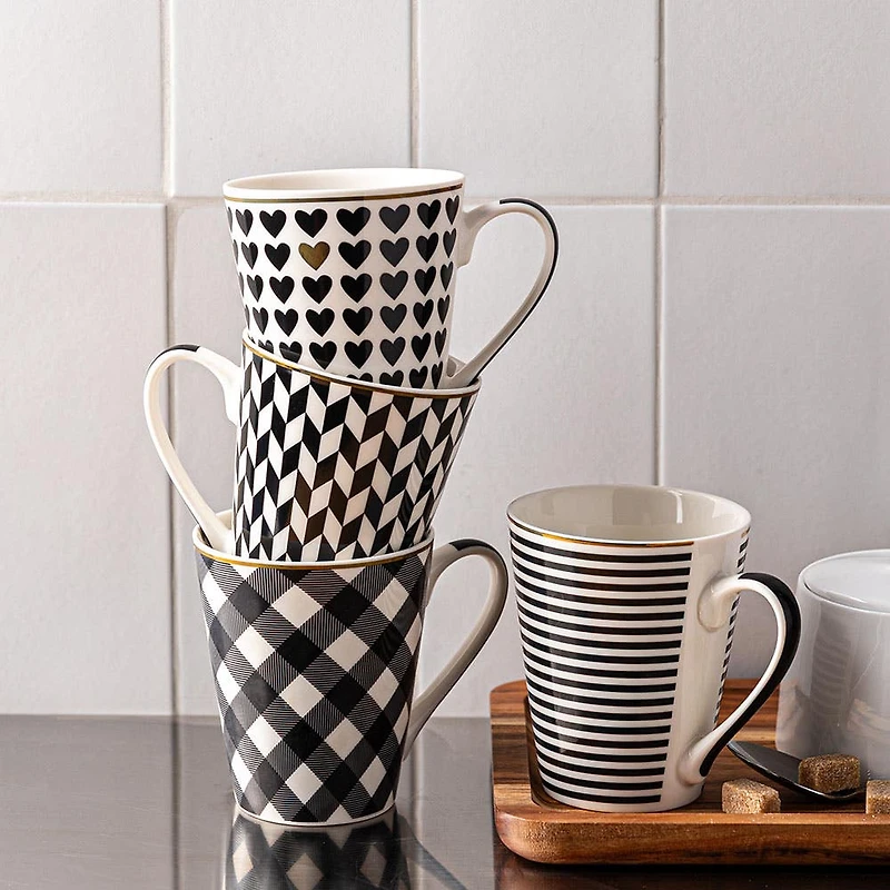 KSP Graphic 'Motif' Mug - Set of 4 (10.5oz.)