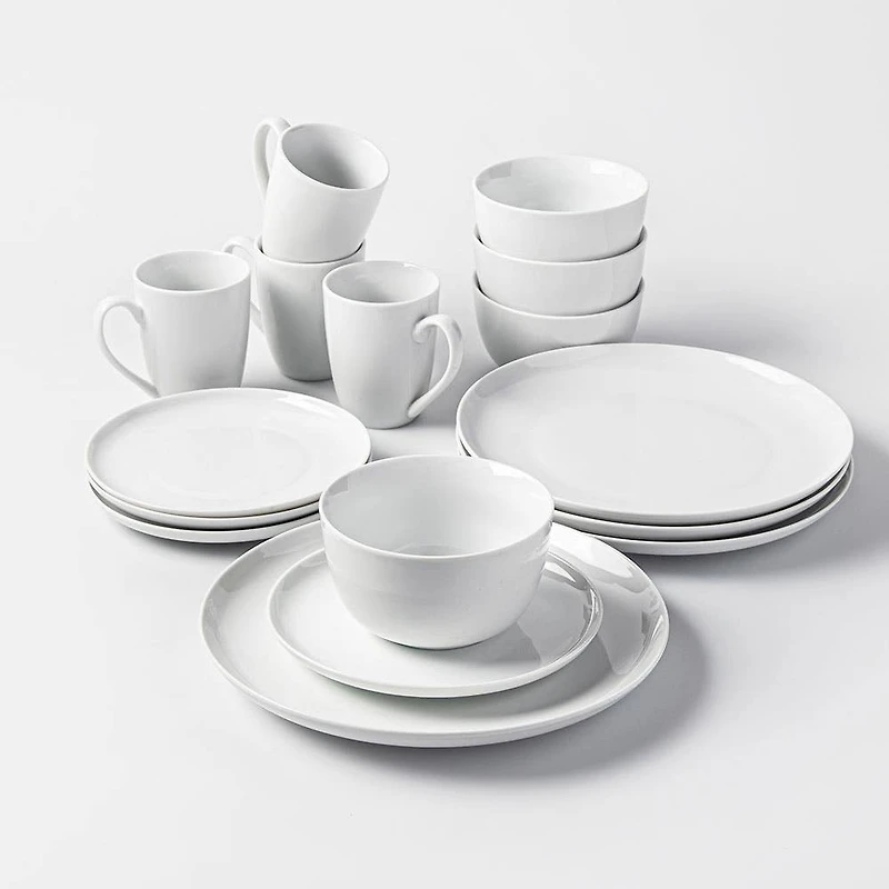 KSP Coupe Porcelain Dinnerware - Set of 16 (White)