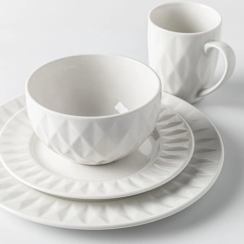 KSP Prism Porcelain Dinnerware - Set of 16 (White)
