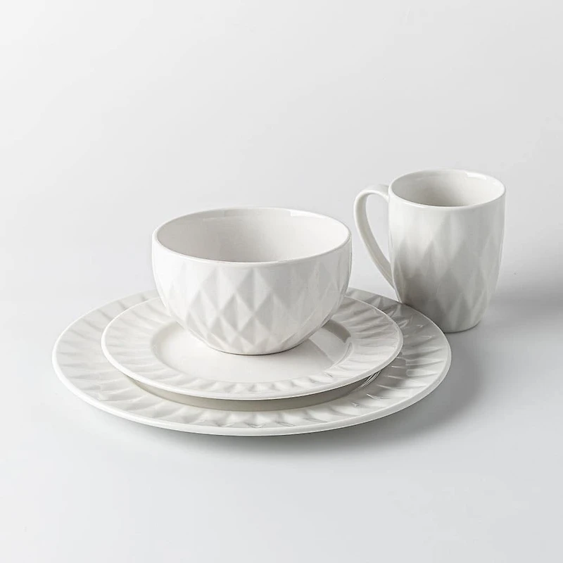 KSP Prism Porcelain Dinnerware - Set of 16 (White)