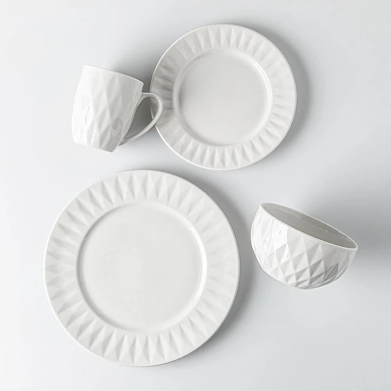 KSP Prism Porcelain Dinnerware - Set of 16 (White)
