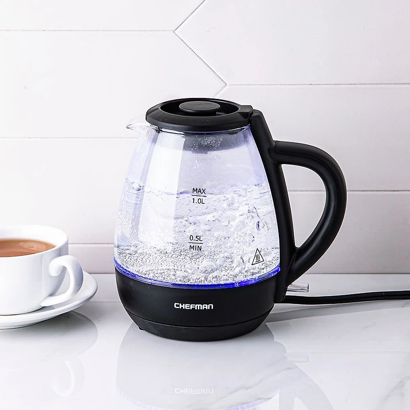 Chefman Fast-Boil Cordless Glass Kettle 1L