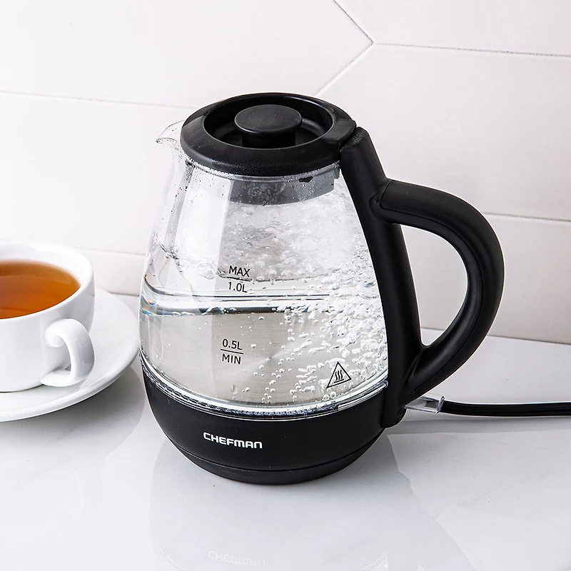 Chefman Fast-Boil Cordless Glass Kettle 1L