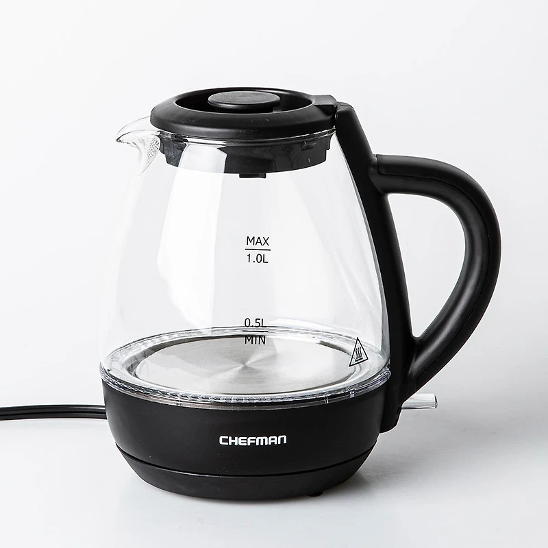 Chefman Fast-Boil Cordless Glass Kettle 1L