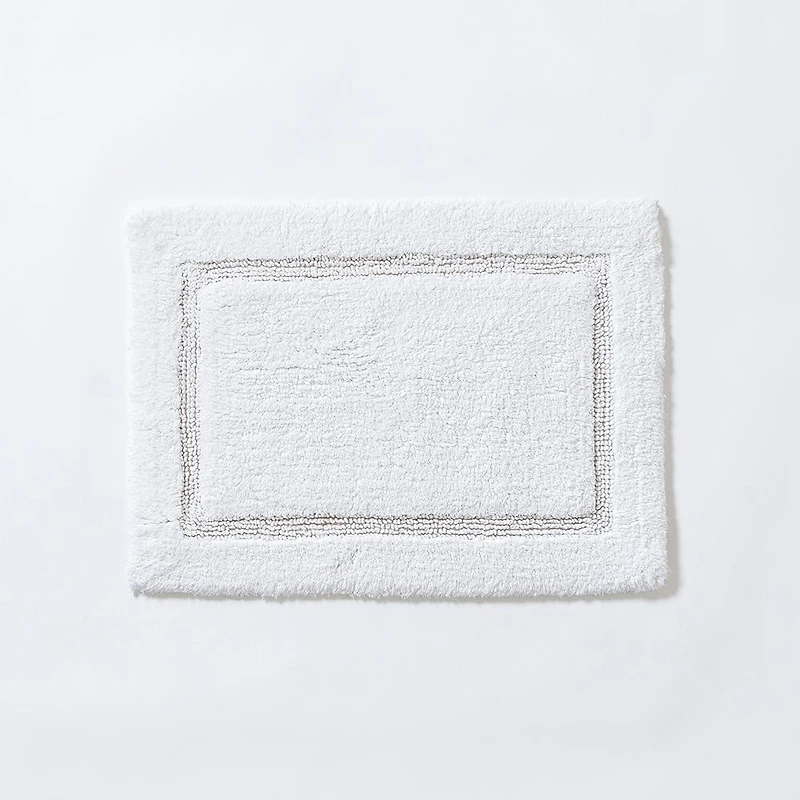 KSP Plush Single Race Track Anti-Skid Cotton Bathmat 17x24" (White)