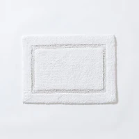 KSP Plush Single Race Track Anti-Skid Cotton Bathmat 17x24" (White)