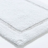 KSP Plush Single Race Track Anti-Skid Cotton Bathmat 17x24" (White)