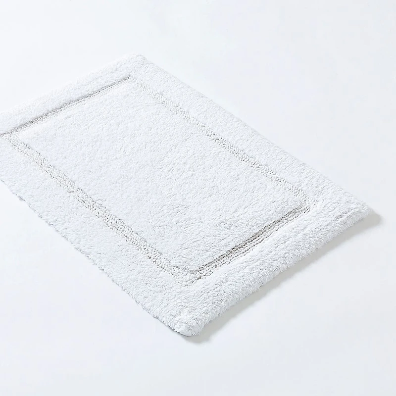KSP Plush Single Race Track Anti-Skid Cotton Bathmat 17x24" (White)