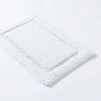 KSP Plush Single Race Track Anti-Skid Cotton Bathmat 17x24" (White)
