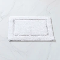 KSP Plush Single Race Track Anti-Skid Cotton Bathmat 17x24" (White)