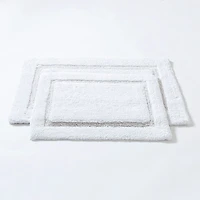 KSP Plush Single Race Track Anti-Skid Cotton Bathmat 17x24" (White)