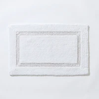 KSP Plush Single Race Track Anti-Skid Cotton Bathmat 20x32" (White)