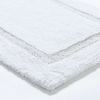 KSP Plush Single Race Track Anti-Skid Cotton Bathmat 20x32" (White)