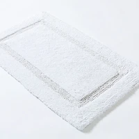 KSP Plush Single Race Track Anti-Skid Cotton Bathmat 20x32" (White)