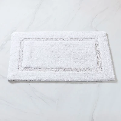 KSP Plush Single Race Track Anti-Skid Cotton Bathmat 20x32" (White)