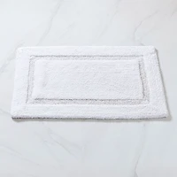 KSP Plush Single Race Track Anti-Skid Cotton Bathmat 20x32" (White)