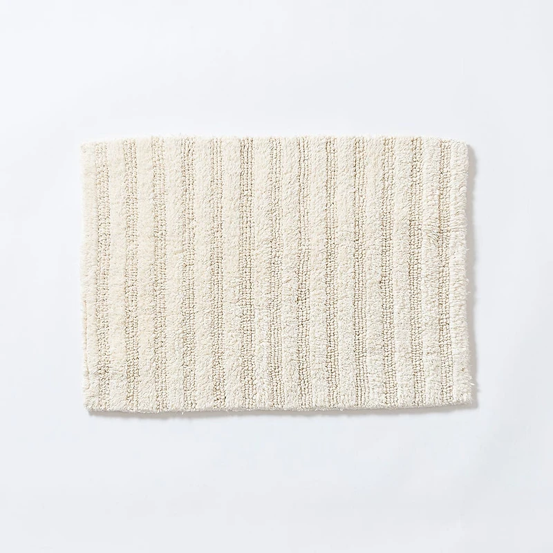 KSP Plush Stripe Cotton Reversible Bathmat 17x24" (Natural)