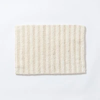 KSP Plush Stripe Cotton Reversible Bathmat 17x24" (Natural)
