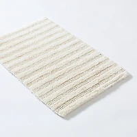 KSP Plush Stripe Cotton Reversible Bathmat 17x24" (Natural)