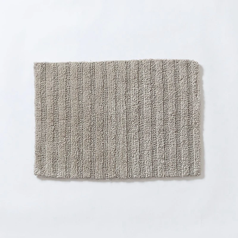 KSP Plush Stripe Cotton Reversible Bathmat 17x24" (Light Grey)