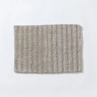 KSP Plush Stripe Cotton Reversible Bathmat 17x24" (Light Grey)
