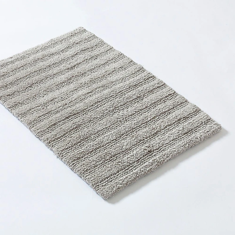 KSP Plush Stripe Cotton Reversible Bathmat 17x24" (Light Grey)