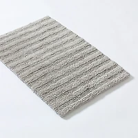 KSP Plush Stripe Cotton Reversible Bathmat 17x24" (Light Grey)