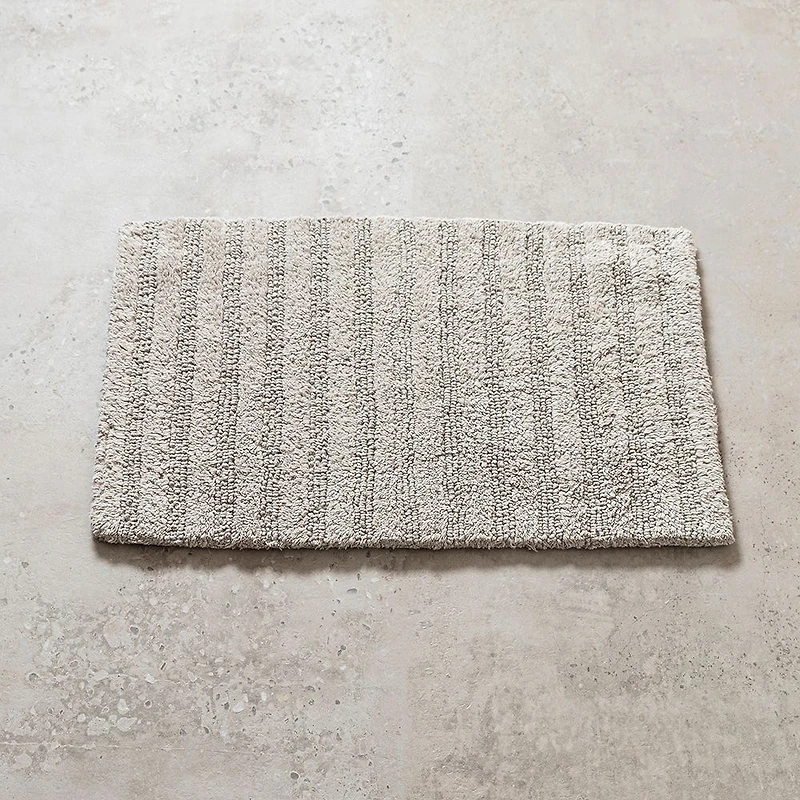 KSP Plush Stripe Cotton Reversible Bathmat 17x24" (Light Grey)