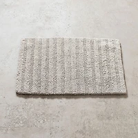 KSP Plush Stripe Cotton Reversible Bathmat 17x24" (Light Grey)