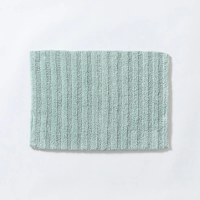 KSP Plush Stripe Cotton Reversible Bathmat 17x24" (Aqua)